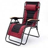Daklpiw XXL Oversized Padded Zero Gravity Chair, Foldable Patio Recliner, 30" Wide Seat Anti Gravity Lounger with Cup Holder, Support 400 LBS (Navy Blue) (Red)