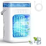 Portable Air Conditioners,Portable AC Unit with 3 Speed 2 Mist Modes Rapid Cooling,Mini Air Conditioner with 1000ML Water Tank 2/4H Timer LED Lights,Cooling AC Fan for Bedroom Office Camping Car RV
