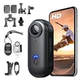 H7Pro 1080P Thumb Action Camera, Mini Body Camera, Wearable POV Portable Body Cam with Magnetic Lanyard & Waterproof Case, Hands-Free Recording, Helmet Cam for Work, Cycling, Vlogging (No Card)