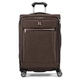 Travelpro Platinum Elite Softside Expandable Checked Luggage, 8 Wheel Spinner Suitcase, TSA Lock, Men and Women, Rich Espresso Brown, Checked Medium 25-Inch