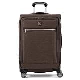 Travelpro Platinum Elite Softside Expandable Checked Luggage, 8 Wheel Spinner Suitcase, TSA Lock, Men and Women, Rich Espresso Brown, Checked Medium 25-Inch