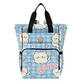 VELINTE Personalized Cat Blue Gingham Cartoon Diaper Backpack – Insulated Pockets