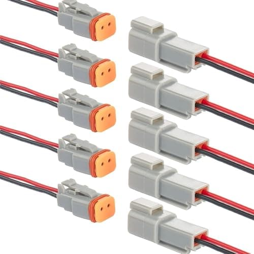 MUYI 2Pin Way 16AWG Waterproof Wire Deutsch Connector-5 Pack