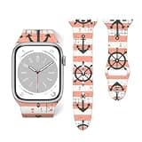 Nautical Anchor & Wheel Soft Silicone Sport Band Replacement Strap For Apple Watch Band 38mm 40mm 42mm 44mm, Compatible With Series Se 7 6 5 4 3 2 1, For Women And Men