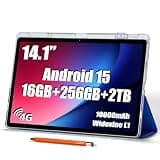 Callsky-Pro 14 inch Large Screen Tablet, Android 15 Tablet 16GB RAM 256GB ROM, 1920 * 1200 IPS FHD Display, Widevine L1, 10000mAh 18W Charging, Wi-Fi & Bluetooth, 4G LTE, with Stand Case & Stylus