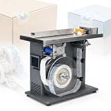 VAXYOR 90-Degree Corner Label Applicator, Automatic Centering Labeling Machine, 20-50mm Diameter, PLC Control, 15-30 Pcs/min, Precise Labeling, for Cosmetic Food Electronics Packaging