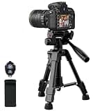 Kalofaye Mini Tripod for Camera & Phone, 25" Aluminum Alloy Portable Tabletop Tripod with 3 Way Pan Tilt Head, Handle, Remote & Phone Holder for DSLR Camera Camcorder Phone