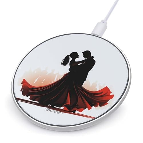 Ballroom Dance Wireless Charger with Aluminum Alloy Frame Qi Certified Fast Wireless Charging Pad 10W Charging Station Portable Phone Charger for All Wireless Charging Phone