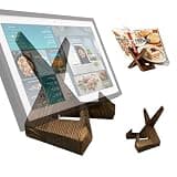 GOOSEEN Solid Wood Tablet Stand Compatible with Echo Show 15/21, Supports Horizontal & Vertical Display, Cookbook & Recipe Holder for Kitchen, Dark Brown