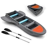 KAYFISH Modular Fishing Boat, 11.4FT Portable HDPE Fishing Kayak with Side Pontoons, 3-Piece Detachable Design, 4-6 Person Capacity, Fits SUV Cargo Area for Lake & River Fishing