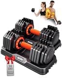 2026 Upgrade Adjustable Dumbbell Set 25lb/50lb, Small Increment in 3-6lb, 1 Hand Quick-Dial, 10-in-1 Adjustable Dumbbells with Tray, Anti-Slip Grip for Home Gym HIIT Strength Training