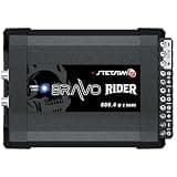 STETSOM Bravo Rider 800 2 Ohm Motorcycle Amplifier – 800 Watts RMS 4 Channel Compact Class D Audio Amp with Tiffany RCA Input, High Level Input, HPF/LPF Crossover for Motorcycles & Powersports