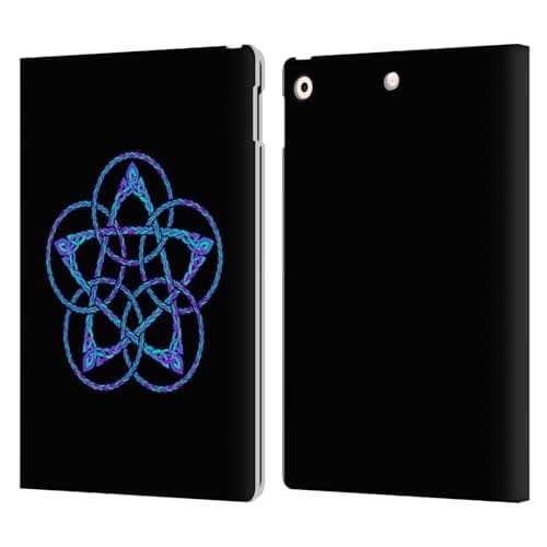 Head Case Designs Officially Licensed Beth Wilson Blue & Purple Circles Celtic Knot Stars Leather Wallet Case Compatible with Apple iPad 10.2 2019/2020/2021