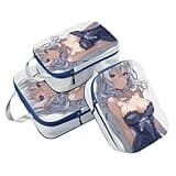 Reusable 3 Piecing Packing Travel Bag 100% Polyester Clothing Storage For Closet, White Anime Girl (3 Set)