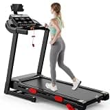 300LBS Capacity Folding Treadmill w/Incline for Home, 3.75HP Portable Treadmill, 64+3+3+1 Program, Wide Shock Absorption Belt, Walking Running Exercise Machine