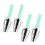 Titwaye 4 PCS Valve Stem Cap Lights, Flash Tire Valve Stem Cap Lights, Cool Reflector LED Tyre Wheel Lamps, Fit for Mountain Bikes, Motorcycles, Cars(Green)