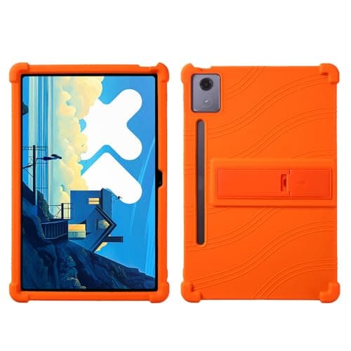 QYiiD Case for Lenovo Idea Tab Pro 12.7 inch (TB-373FU/ TB-375FC) 2025, Light Weight Silicone Kids Friendly Rubber Soft Shock Proof Protective Cover Case for Lenovo Idea Tab Pro 12.7", Orange