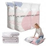 No Pump Vacuum Storage Bags Clear Plastic Compression Space Saver Bags for Clothes Blankets Comforters Travel Packing and Home Closet Organization Pack of five (3)