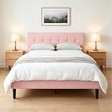 Zerduos Full Size Bed Frames for Girls, Upholstered Platform Bed Frame for Girls, Boys, No Box Spring Needed, Wooden Slats, Noise Free, Wooden Slats Support, Easy Assembly (Pink, Full)
