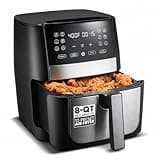 8 Qt Digital Air Fryer With FryForce 360 And Guided Cooking, Black/Stainless Steel, 14.82 H, New - Includes Nonstick, Dishwasher Safe Basket And Crisper Tray For Easy Cleanup