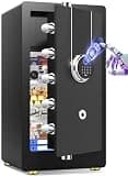 8.2 Cu Ft Fireproof Biometric Safe for Home Office, Large Heavy Duty Safe Box with Fingerprint & Keypad, Document Safe with Hidden Compartment, Anti-Theft Alarm, Fireproof Bag
