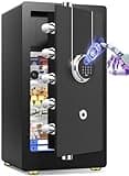 8.2 Cu Ft Fireproof Biometric Safe for Home Office, Large Heavy Duty Safe Box with Fingerprint & Keypad, Document Safe with Hidden Compartment, Anti-Theft Alarm, Fireproof Bag