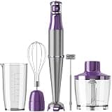 Turelar Immersion Blender Handheld Corded Hand Blenders Set 1100W, Trigger Variable Speed 5 in 1 Stick Emulsifier with Chopper, Whisk and Frother for Soup, Baby Food and Smoothies, Purple