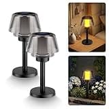 Viewsun 2 Pack Solar Table Lamps,2 Lighting Modes Solar Pathway Lights Outdoor with Waterproof Cordless for Lawn Patio Walkway Driveway Decor Landscape Indoor Bathroom Lighting