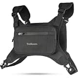 Trailoom Running Chest Pack, Reflective Vest, Water Repellent, Phone Holder, Men & Women, Workout Bag for Runners, Cycling, Biking, EDC Pouch, Jogging Carrier, Hidden Pocket, Lightweight (Black)