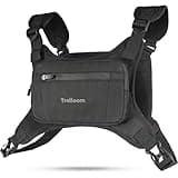Trailoom Running Chest Pack, Reflective Vest, Water Repellent, Phone Holder, Men & Women, Workout Bag for Runners, Cycling, Biking, EDC Pouch, Jogging Carrier, Hidden Pocket, Lightweight (Black)