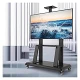Mobile TV Cart, Stand on Wheels, Rolling Tv for Flat Screen Tvs Up to 40-75 Inch, Heavy Duty Adjustable Height Universal Trolley On