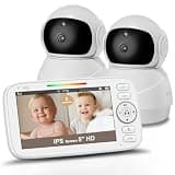 Kidsneed 5" Split Screen Baby Monitor with 2 HD 720P Cameras and Audio - No WiFi,Long Battery Life, Night Vision, Remote Pan& Tilt& Zoom,Two-Way Talk, Lullabies, Thermal Monitor, 1000ft Range(510FV2)