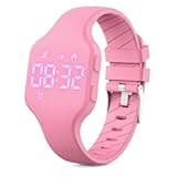 Kids Led Activity Tracker Tracker Watch for Ages 5-15, No App Required, Digital Sport Wristwatch, Waterproof, Pedometer, Alarm Clock, Silicone Strap, for Teens Children Students Boys Girls (Pink)
