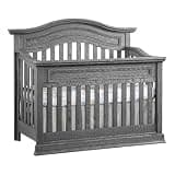 Pemberly Row Modern 4-in-1 Convertible Crib, Graphite Gray Finish, Wood Construction, Bold Raised Panel Design, Fixed Sides, Greenguard Gold Certified, 52.5 x 61.63 x 31.75 in Nursery Bed Furniture