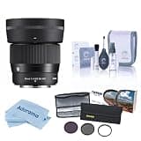 56mm f/1.4 DC DN Contemporary Lens for Fujifilm X, Bundle with 55mm Essential Filter Kit, Cleaning Kit and Cleaning Cloth