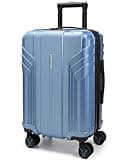 BAGSMART Expandable Carry On Luggage 22x14x9 Airline Approved, 1OO% PC Lightweight Hard Shell Suitcase, 20 Inch Travel Luggage with Spinner Wheels, Waterproof Rolling Suitcase,Blue