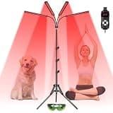 SAVILER® Red Light Therapy Lamp for Face and Body, 4-Head Light Therapy Device with Adjustable Stand, 3-in-1 Chip 660nm Red Light & 850nm Near Infrared Light for Skin Care, Muscle Comfort, Home Use