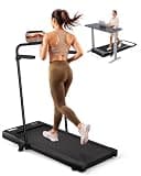Superun 3 in 1 Under Desk Treadmill with Handrails and Incline, Portable Folding Walking Pad for Home Office, 2.5 HP Quiet Mini Treadmill with LED Display & Remote, 300 Lbs Capacity, Black