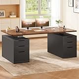 SEDETA Electric Standing Desk with 6 Drawers, 55" Adjustable Stand up Desk with Storage, Computer Desks with Power Outlets for Home Office, Black