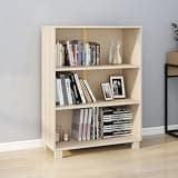 LPERTGFHU HAMAR Solid Pine Wood Book Cabinet, 3-Shelf Wooden Bookcase with Sturdy Storage Display Rack for Home Office, Living Room, 33.5 x 13.8 x 44.1 Inches