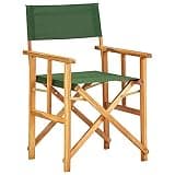 DXKDUSOKJ Set of 2 Folding Director's Chairs, Solid Acacia Wood Outdoor Seating with Green Fabric Seat and Backrest, Lightweight and Sturdy for Camping, Beach, and Sports Events
