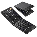 ProtoArc Foldable Compact Keyboard for Phone and Tablet, XK04 Pocket-Sized Travel Bluetooth Keyboard with PU Leather Cover, 3 Device Workflow for On-the-Go Typing - Black