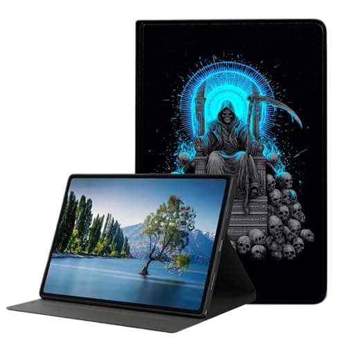 DHEEBFWE Case for Kindle Fire HD 10 & 10 Plus Tablet (13th/11th Generation, 2023/2021 Release) 10.1",Slim Hybrid Multi-Angles Viewing Stand Cover w/Auto Wake/Sleep,Skull Throne