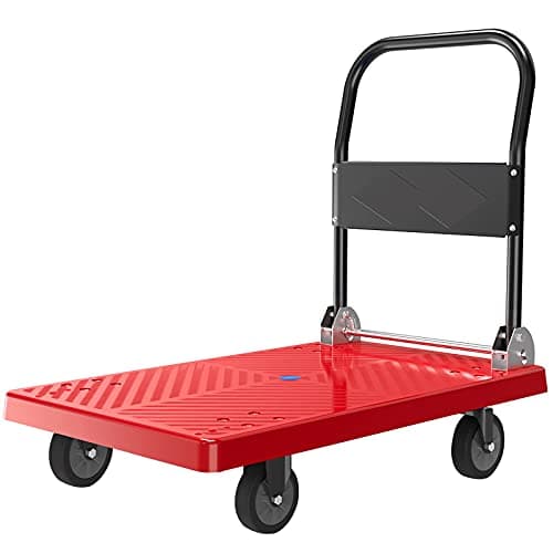 GAOFEMZ Hand Trucks Foldable Hand Truck Multi-Size Plastic Platform Push Cart Flatbed Trolley with 4 Wheels for Luggage Parcel Moving Transport Push Cart (Size : Small-Mute)