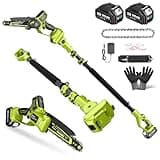 Electric Pole Saws for Tree Trimming, 8 Inch & 6 Inch Mini Chainsaw Cordless with Extension Pole, 16Ft Reach, 2x4.0Ah Battery, Auto Oiling, Tool-Free Chain Tensioning, Tree Trimmer for Branch Limb Cut