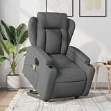 HBFDSFG Electric Stand up Massage Recliner Chair with Power Lift and 6 Massage Points, Dark Gray Fabric Recliner for Elderly with Cup Holders and Side Pocket