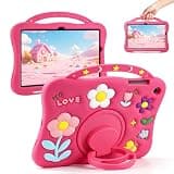 SAMONPOW for Samsung Galaxy Tab A11+ Plus Case 2025 Galaxy Tab A9 Plus Kids Case 2023 11'' with Rotating Stand Handle Pencil Holder Cute Flower Silicone Samsung Galaxy Tab A9+ Tablet Cases Girls Teen