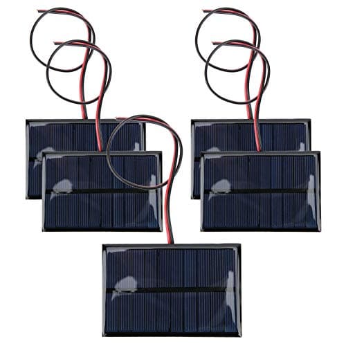 Baxnore 5V 150mA Solar Panel High Efficiency Polysilicon Solar Charger Module for Solar Lights Phone Chargers DIY Projects Weather 5PCS with 30cm Cable