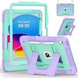 Case for iPad A16 11th Generation 11 Inch (2025)/10th Generation 10.9 Inch (2022), Dinines Rugged Heavy Duty Shockproof Protective iPad a16 Case with Kickstand, Shoulder Strap Pen Holder, Purple Mint