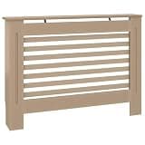 Favemtsl Radiator Cover 44.1 Inch Horizontal Slatted MDF Heater Guard with Display Shelf for Living Room Home Office Decorative Storage Cabinet Shell Cover Brown White
